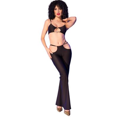Chilirose Dessous-Set mit Top und Leggings, schwarz mit Gold