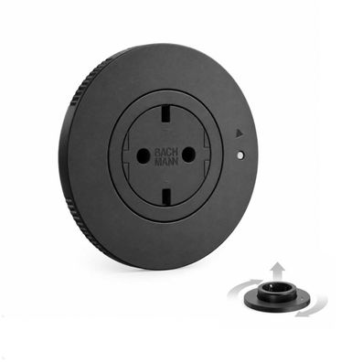 Bachmann PIX UP versenkbare Einbausteckdose, 19 mm Einbautiefe, 0,5 m, schwarz (