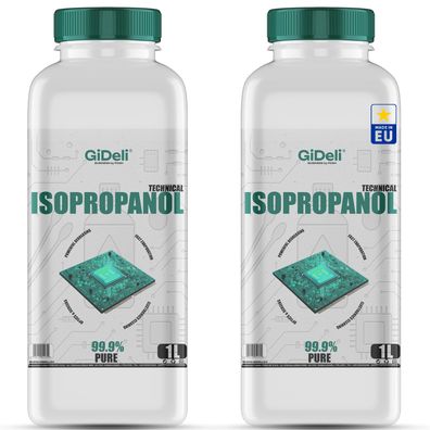 Isopropanol 2L Technisch 99,9% IPA Reiniger & Entfetter für Industrie GiDeli