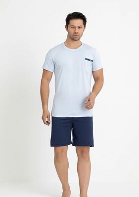 Herren Schlafanzug Pyjama Set Kurzarm Baumwolle L-3XL