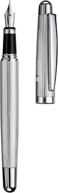 Otto Hutt Füllfederhalter Design 02, 925er Sterling Silber, Streifen Feder M