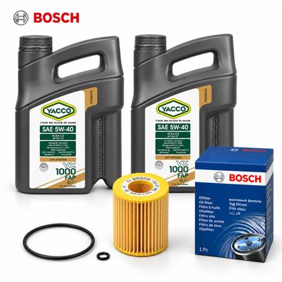 8L YACCO VX 1000 5W40 Motoröl + Bosch Ölfilter für Mercedes Benz OM642 CDI