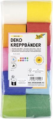 folia 82109 - Kreppbänder, Krepppapierband, 10 Rollen in verschiedenen Farben, jede R