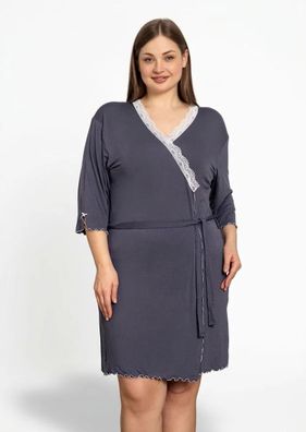 Bademantel Damen Plus-Size Übergrößen Multicolor Spitze mit Gürtel XL-3XL