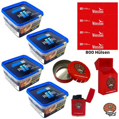 Pall Mall Blue/Blau Tabak Mega Box 4x 115g, Winston Hülsen, Ascher, Zubehör