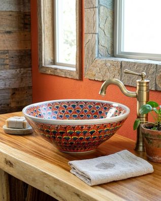Keramik Waschbecken Sukhumvit Handbemaltes Orientalisches Orientalisch Thai Benjarong