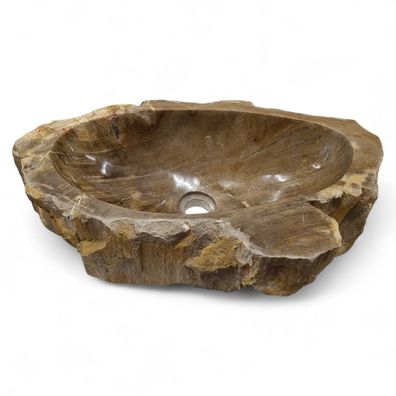 Versteinertes Holz Waschbecken - Karamell-Braun, ca. 57 cm, Indonesien Versteinertem