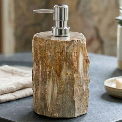 Seifenspender Versteinertes Holz - Naturstein, naturbelassen Dunkel Fossil Badezimmer