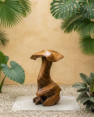 Holz Skulptur Pilz Teak-Wurzelholz - 40-60 cm, Unikat Deko Indonesien Möbel Treibholz