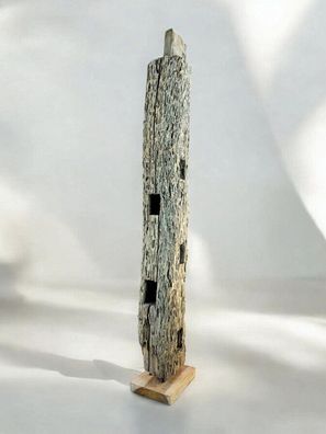 Altholz Skulptur Mataram - verwittertes Teak 200 cm Holzskulptur Groß Stehende Deko