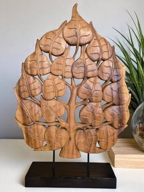 Suar Holz Schnitzerei Lebensbaum Skulptur Deko Figur Schwarz Weiß Baum Des Lebens