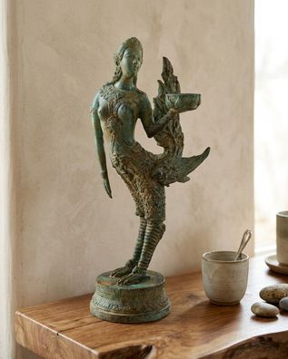 Bronze Statue Kinaree Figur Thailand Asiatische Deko Thai Fabelwesen Buddhistische