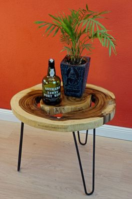 Beistelltisch Baumscheibe LAEM PHO IX - Suar, HxBxT ca. 45×40×50 cm Holz Baumscheiben