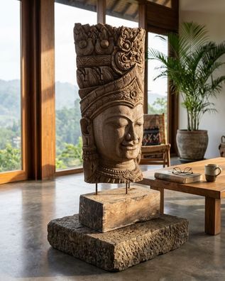 Teak Büste KaMian - Lanna Altholz Nordthailand vintage Skulptur Holzskulptur Thai