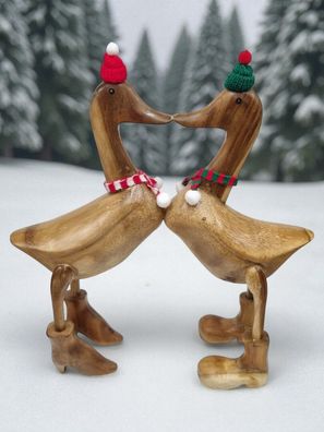Holzenten Paar küssend - Bambus, Weihnachten, Indonesien Holzente Deko Ente Holz
