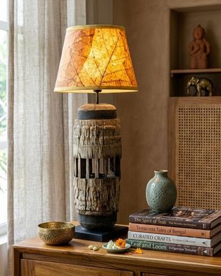 Altholz Stehlampe Thaisiri - Teakholz Nordthailand Holz Vintage Tischlampe Rustikal