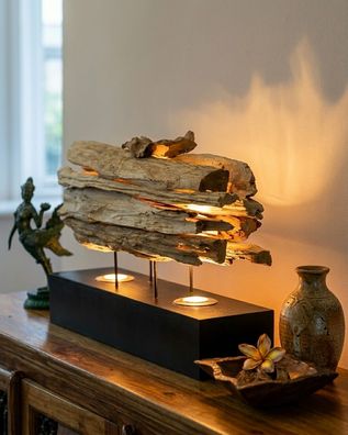 Treibholz Tischleuchte Ratchaburi Tischlampe Holz Holzlampe Lampe Rustikal