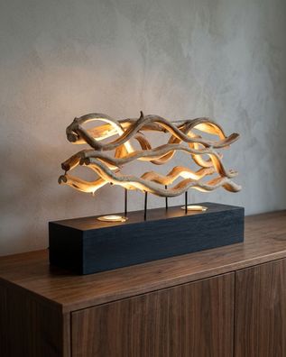 Lianen Holz Tischlampe Chumpon - Tischlampe aus Holz Holzlampe Lampe Asiatisch