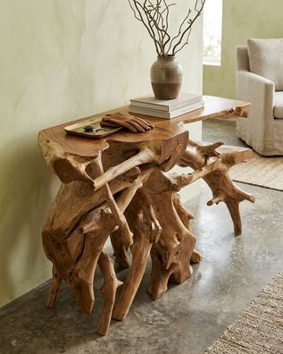 Wurzelholz Sideboard PHU QUOC - Teak Wurzelstock-Konsole Konsolentisch Möbel Java