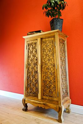 Akazie Massivholz Kommode BO SANG II - Thailand Schnitzerei Schrank Holzschrank Thai