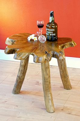 Wurzelholz Beistelltisch THAWI - Teak-Wurzel, 40-50 cm Holz Blumenständer Baumscheibe