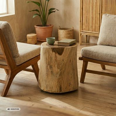 Beistelltisch HUE Holz Blumenständer Baumstamm Suar Pflanzenständer Thai Möbel