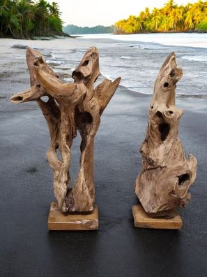 Teak Wurzelholz Skulptur 70-90 cm - recyceltes Wurzelholz, freistehend Holzdeko Holz
