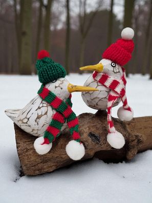 Wintervögel auf Wurzelholz Deko Vogel Vögel Holz Geschenk Geschenkidee Weihnachten
