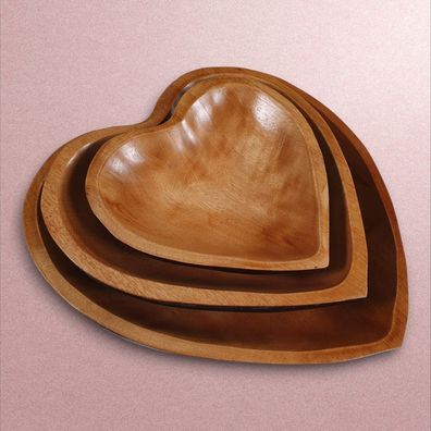 Mangoholz Schalen Herz - herzförmige Holzschale aus Thailand, lackiert Schale Holz