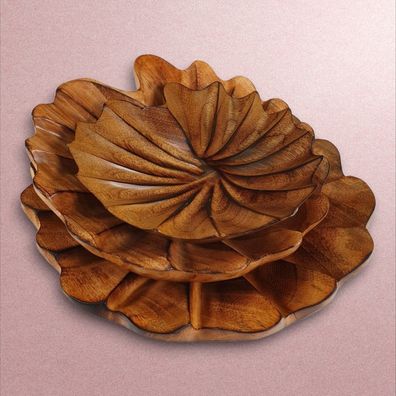 Mangoholz Schalen Seerose - seerosenförmige Holzschale aus Thailand, lackiert Schale