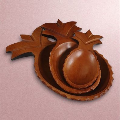 Mangoholz Schalen Ananas - Tropen-Schalen aus Thailand mit Blattkrone Schale Holz