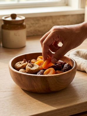 Teakholz Servierschale - massive Obstschale aus Echtholz Teak Holzschale Deko Holz
