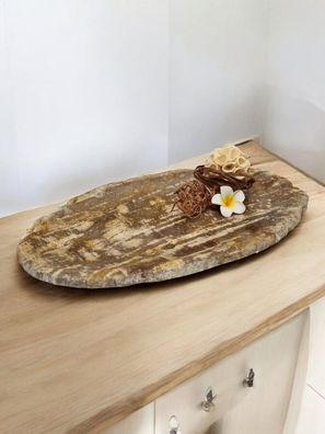 Versteinertes Holz Deko Schale - fossiles Holz aus Indonesien, 33 cm Petrified Wood