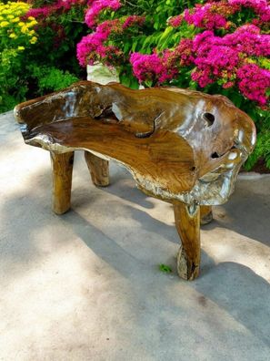 Wurzelholzbank PADANG Teak Bank Wurzelholz Sitzbank Gartenbank Terrassenbank Holz