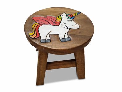 Kinder Hocker Einhorn - Akazie Massivholz, ca. 25 × 25 × 25 cm Kinderhocker Holz Kind