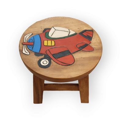Kinder Hocker Flugzeug - Akazie Massivholz, ca. 25 × 25 × 25 cm Kinderhocker Holz