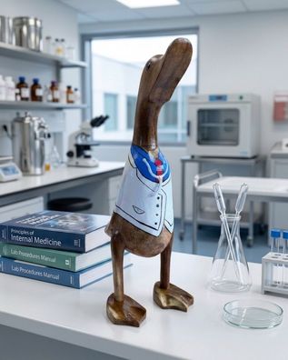 Deko-Holzente Doktor (Arzt) - handbemalt, Geschenk für Ärzte Ente Mediziner