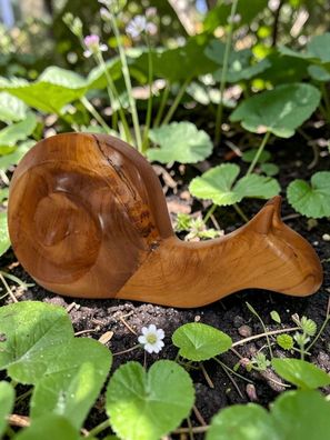 Deko Schnecke Holz aus Teakholz Teak Massivholz Garten Süß Kind Wohnzimmer Flur Tiere
