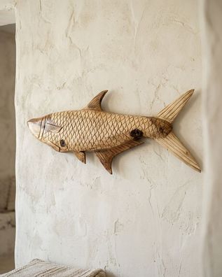 Suar Holz Deko Fisch - geschnitzter Wandfisch, ca. 150 cm Wand Marlin Schwertfisch