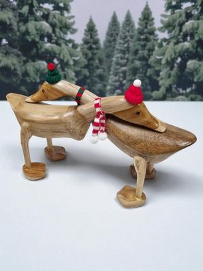 Holzenten Paar umarmend - Bambus, Winter, Indonesien Holzente Deko Ente Holz Enten