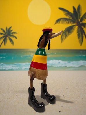 Rasta Ente Holz - Bambus, Reggae, Indonesien Holzente Deko Geschenk