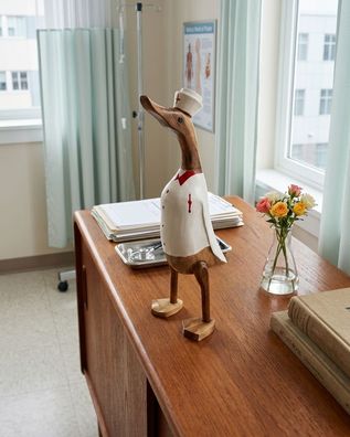 Deko-Holzente Krankenschwester - handbemalt, Geschenk für Pflegekräfte Ente