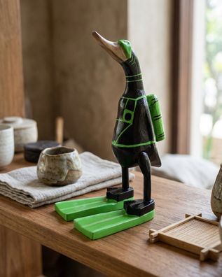 Deko-Holzente Taucher (25 cm) - handbemalt Ente Geschenk Tauchen