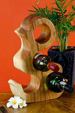 Weinregal aus Holz Natur oder Kolonial - Suar Bogenregal Thailand 4 Flaschen Klein