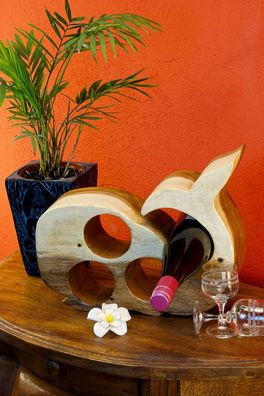 Weinregal aus Holz Wal - Akazie Thailand 4 Flaschen Flaschenregal Ausgefallenes Klein
