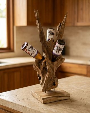 Wurzel Flaschenregal aus Holz Weinregal Regal Flaschenständer Deko