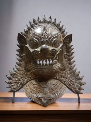 Bronze Maske Wächter Löwe - Fu-Hund Thailand Wanddeko Foo Dog Asiatische Thai Tempel