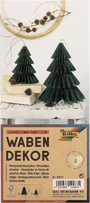 folia 49211 - Wabendekor Classic XMAS Trees, Weihnachtsanhänger 2er Set, Höhe ca. 20