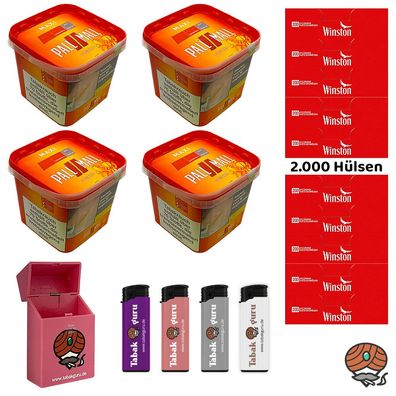 Pall Mall Volumentabak Maxi Box 4x 310g, Winston Hülsen, Feuerzeug, Box