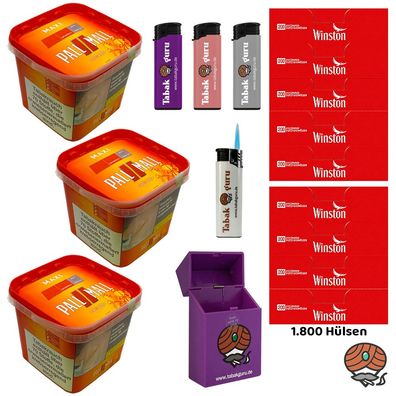 Pall Mall Allround Volumentabak Maxi Box 3x 310g, 1800 Winston Hülsen, Zubehör